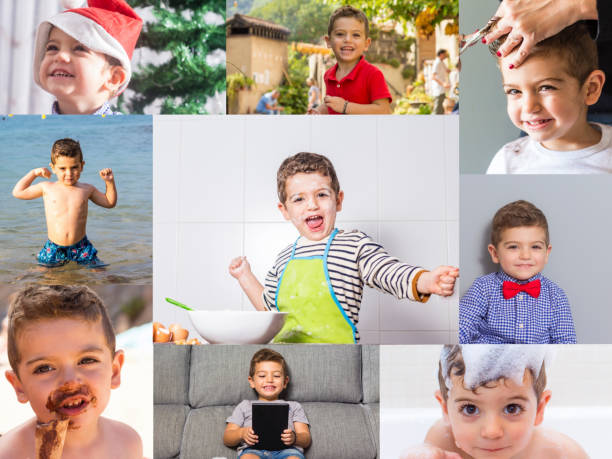 foto koláž dítěte - biologie fotky - stock snímky, obrázky a fotky