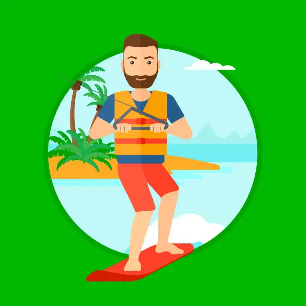 Vector illustration of Professional wakeboard sportsman
