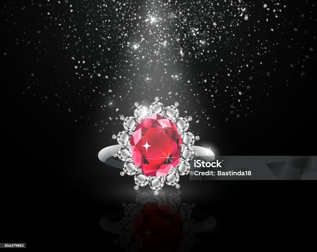 Ruby Dust Ring Golden Ring With Ruby And Diamonds Stock Illustration - Download Image ...