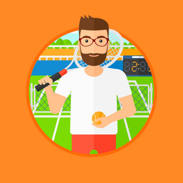 ilustrações de stock, clip art, desenhos animados e ícones de male tennis player - tennis court men racket