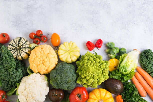 istock Top view of rainbow vegetables, autumn harvest 856382602