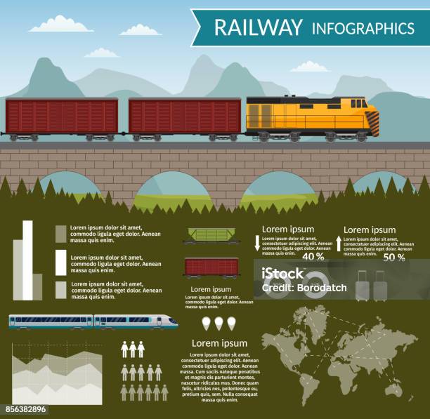 Train Route Operations Background Railway Train Transportation Infographic Vector Background Stock ...