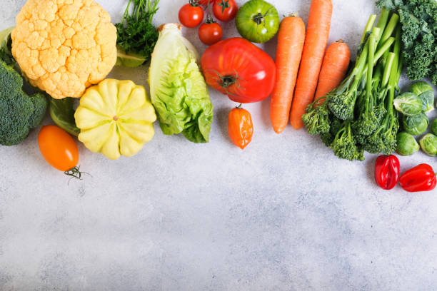 istock Top view of rainbow vegetables, autumn harvest 856382948