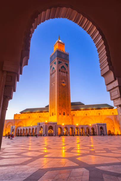 Casablanca, Morocco The courtyard of Mosque Hassan II in Casablanca, Morocco. casablanca morocco stock pictures, royalty-free photos & images