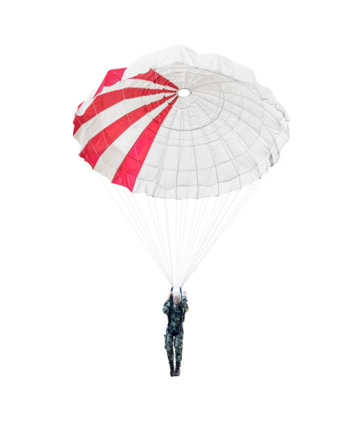 Model paratrooper of a military paratrooper isolated on white