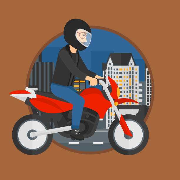 ilustrações de stock, clip art, desenhos animados e ícones de man riding motorcycle - motorcycle biker riding motorcycle racing