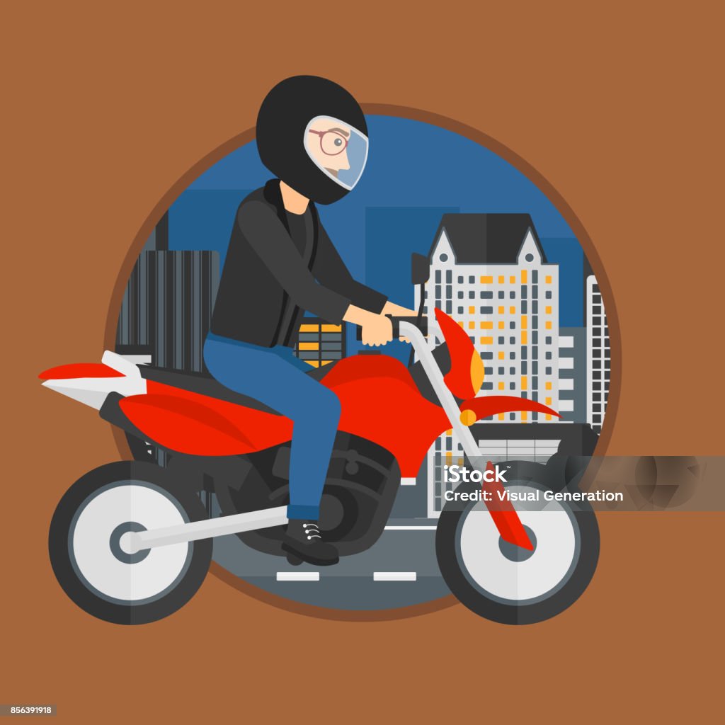 Man Riding Motorcycle Stock Illustration - Download Image Now - Motorcycle,  Street, Transportation - iStock