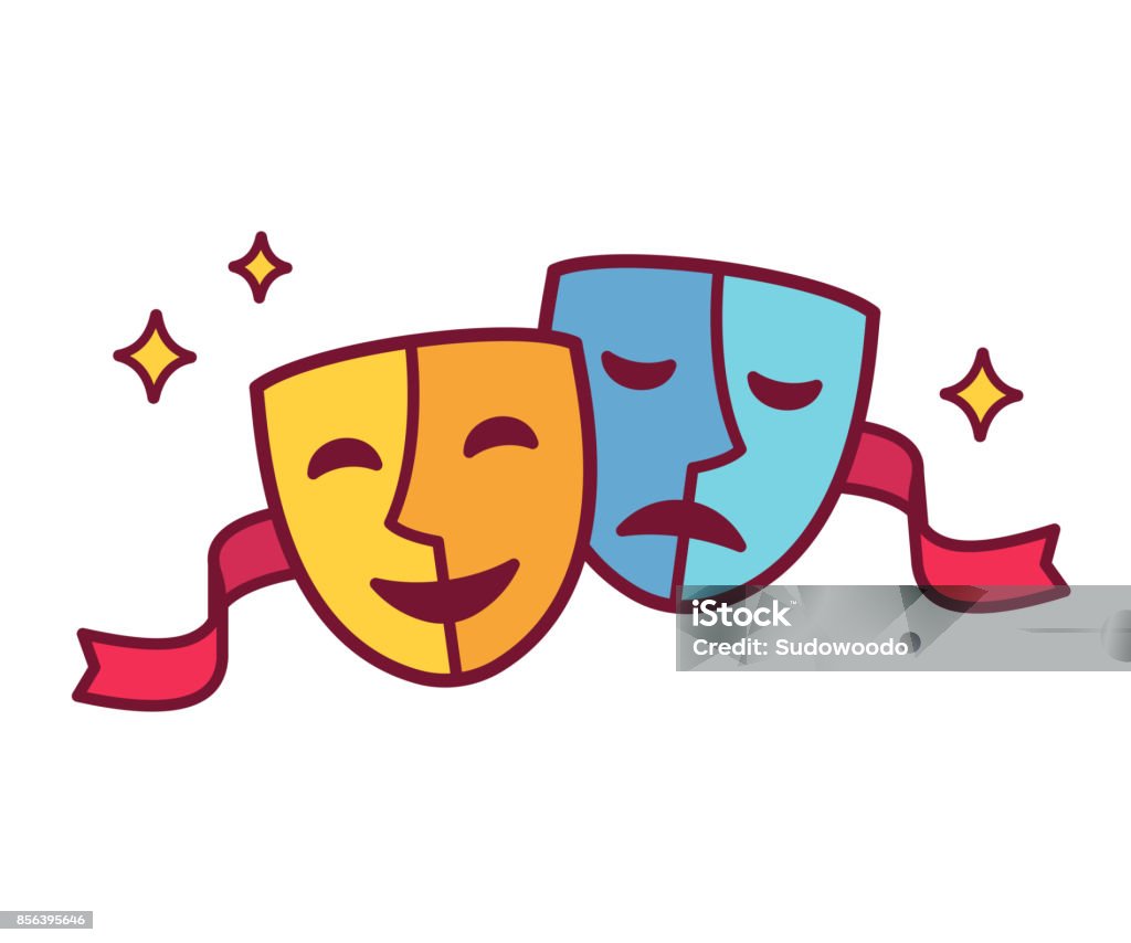 Masques de théâtre comédie et tragédie - clipart vectoriel de Théâtre libre de droits