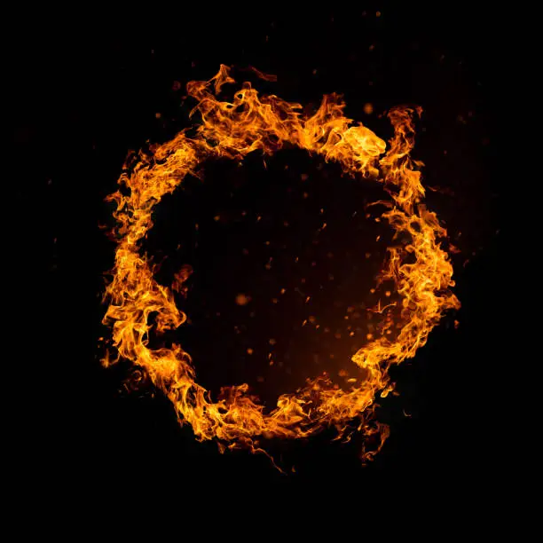 Photo of Circle of fire isolated on black