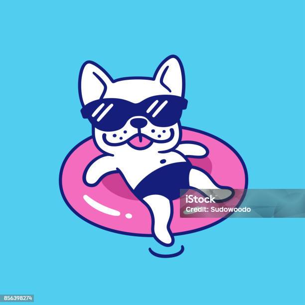 Funny French Bulldog In Sunglasses Stock Illustration - Download Image Now - Dog, Summer, Cartoon