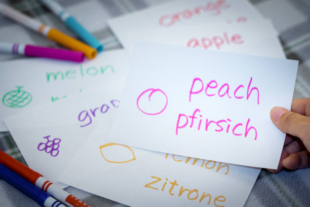 istock German; Learning New Language with Fruits Name Flash Cards 856403808