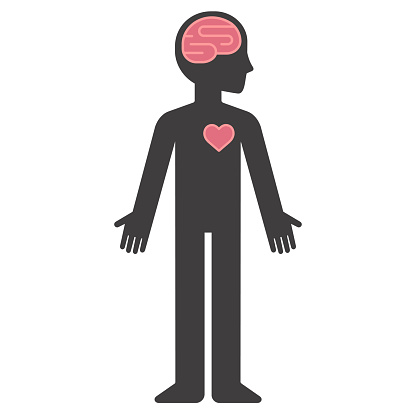 Ilustración de Silueta De Cuerpo Humano Dibujos Animados Con Cerebro Y  Corazón y más Vectores Libres de Derechos de Corazón - iStock