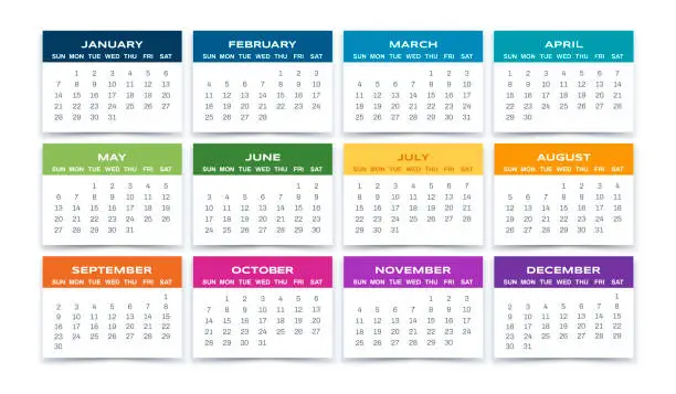 Vector illustration of Calendar Months 2018