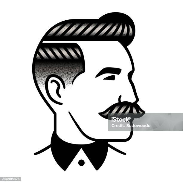 Retro Man Hairstyle Illustration Stock Illustration - Download Image Now - Men, Barber Shop, Mustache