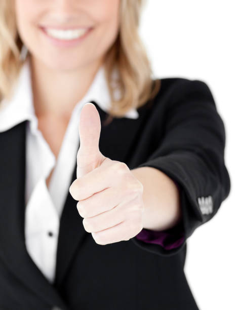 istock Close up of a businesswoman with thumb up 856421410