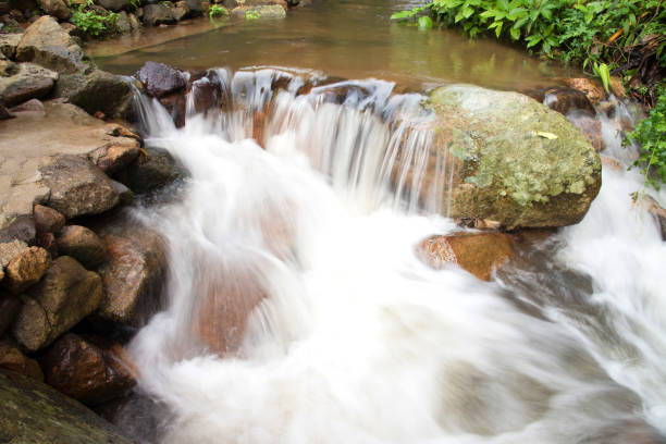 istock Close up little waterfall on stream at Chiangmai province, Thailand to make feeling fresh,cheerful and cool 856432334