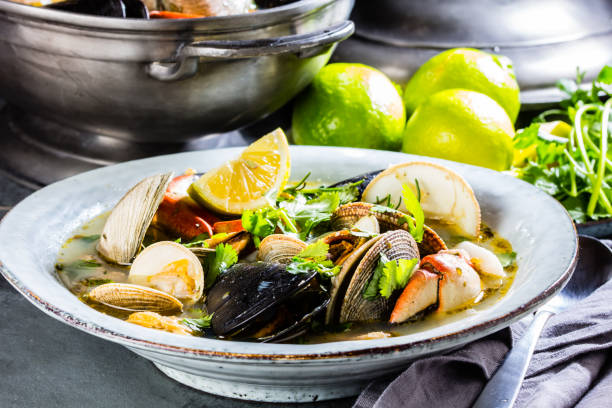 istock Seafood soup with crabs, clams and mussels 856449076