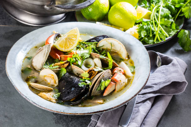 istock Seafood soup with crabs, clams and mussels 856449082