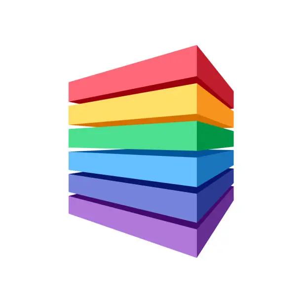 Vector illustration of Stack of colored blocks that makes a cube