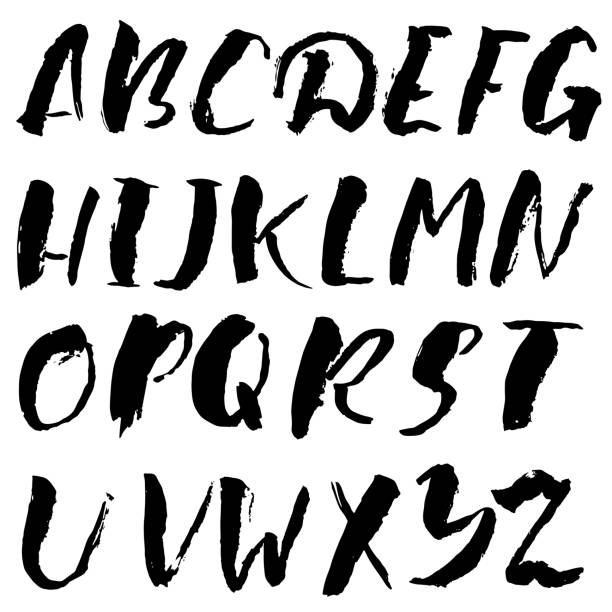 istock Hand drawn font made by dry brush strokes. Grunge style alphabet 856459186