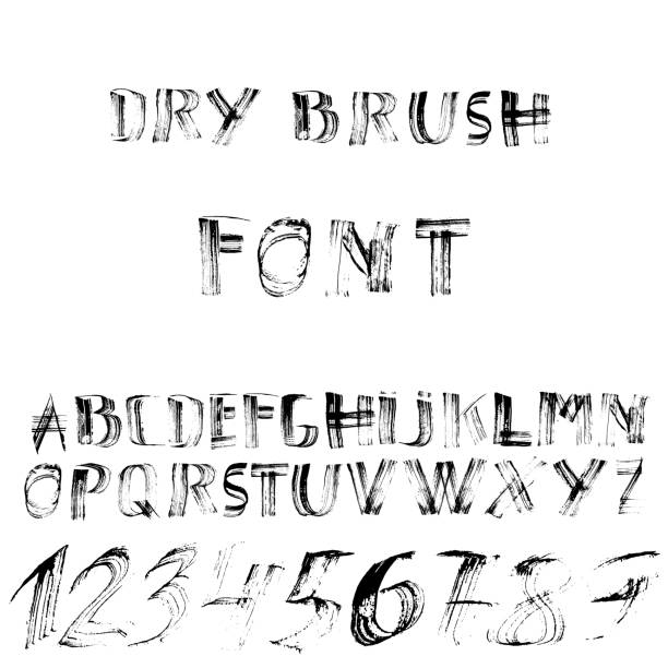 istock Hand drawn font made by dry brush strokes. Grunge style alphabet 856461640