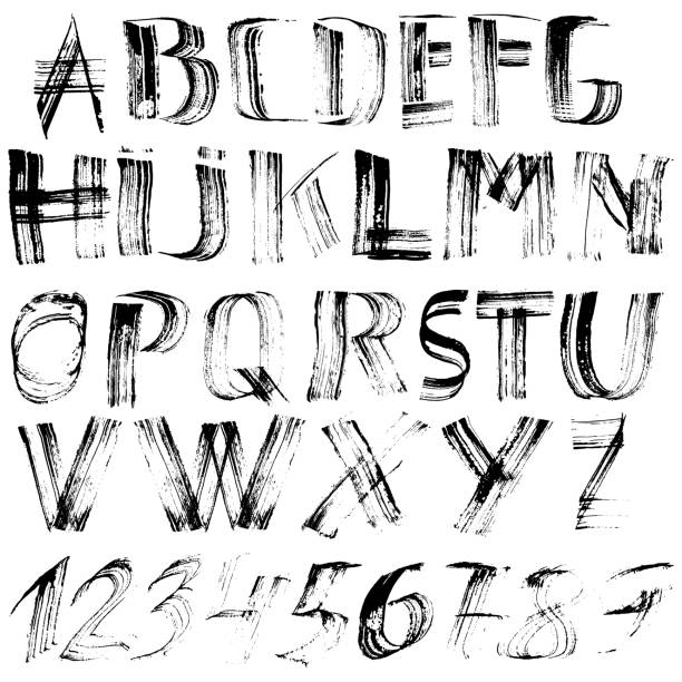 istock Hand drawn font made by dry brush strokes. Grunge style alphabet 856461676