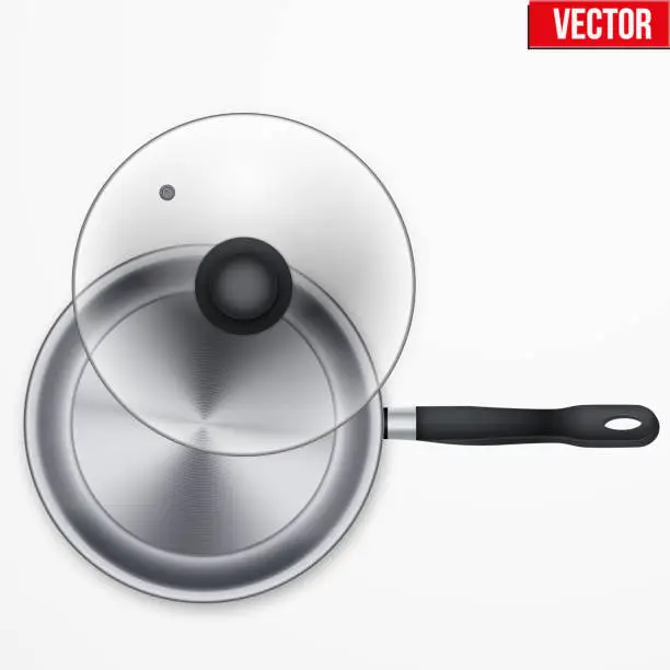 Vector illustration of Classic stainless steel fry pan