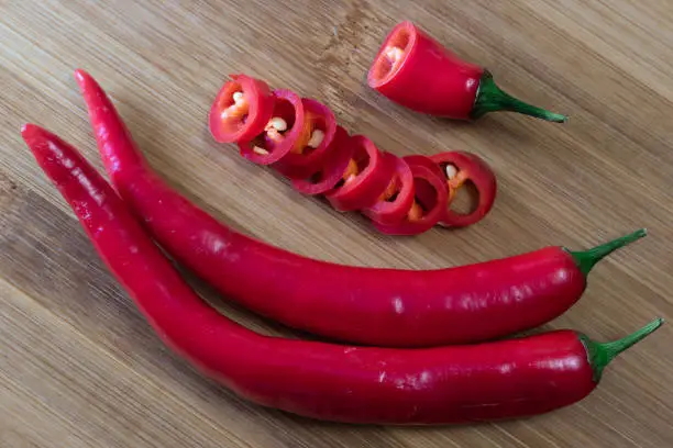 Red chili pepper cutting slieces