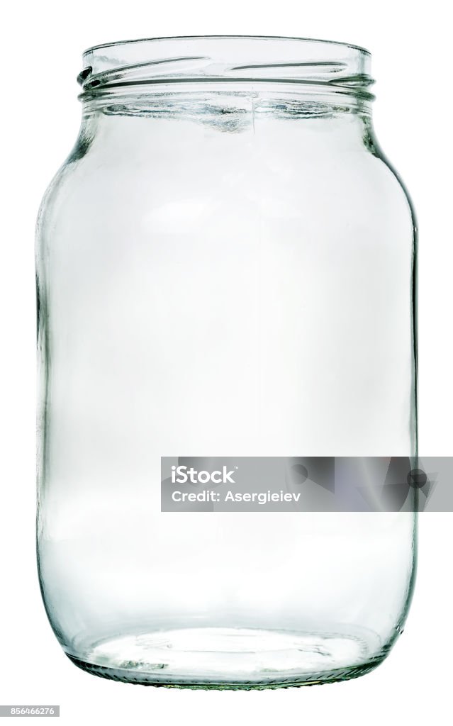 liter glass jar. Isolation with clipping paths Empty liter glass jar. Isolation with clipping paths Jar Stock Photo