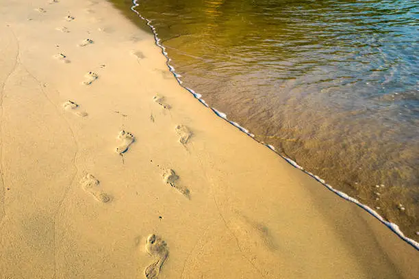 Foot prints in the sand at Nhatrang - Vietnam Landscape
