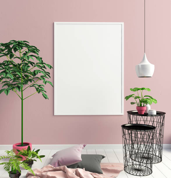 istock Modern interior of Scandinavian style. 3D illustration. poster mock up 856468962