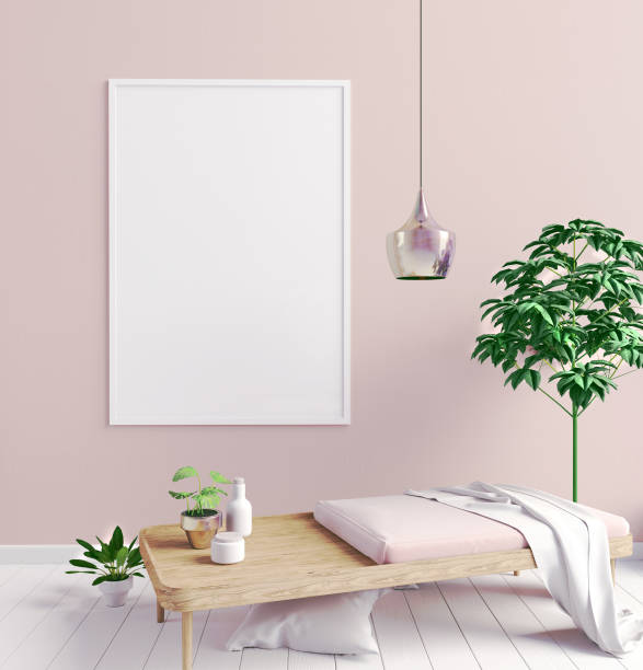 istock Modern interior of Scandinavian style. 3D illustration. poster mock up 856468976