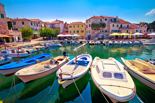 Town of Postira seafront view, island of Brac, Dalmatia, Croatia