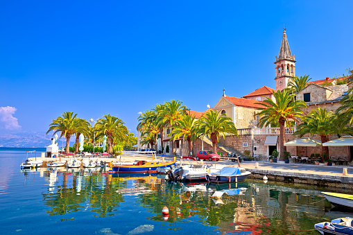 Splitska on Brac island seafront and landmarks view, Dalmatia region of Croatia