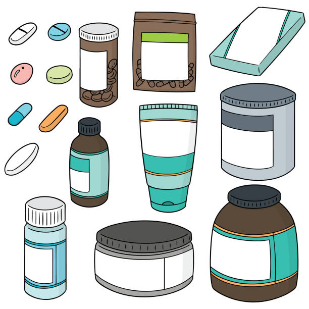 stockillustraties, clipart, cartoons en iconen met geneeskunde - zalf tekening