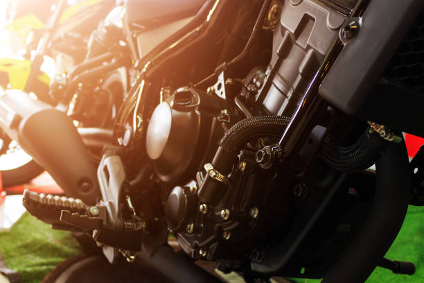 istock closeup motorcycle engine of  sport motorcycle ( big bike ) with soft-focus in the background and over light 856489482
