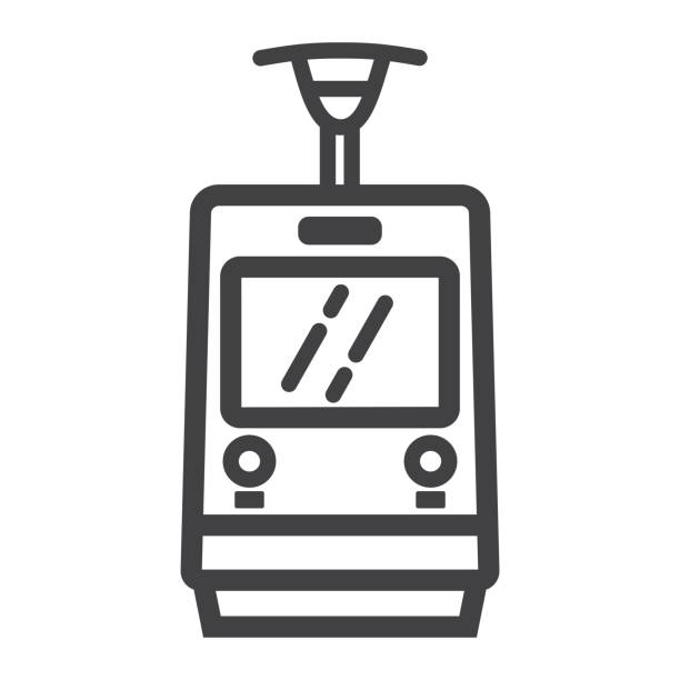 stockillustraties, clipart, cartoons en iconen met tram lijn pictogram, vervoer en trein, trein bord vector graphics, een lineair patroon op een witte achtergrond, eps 10. - trein nederland