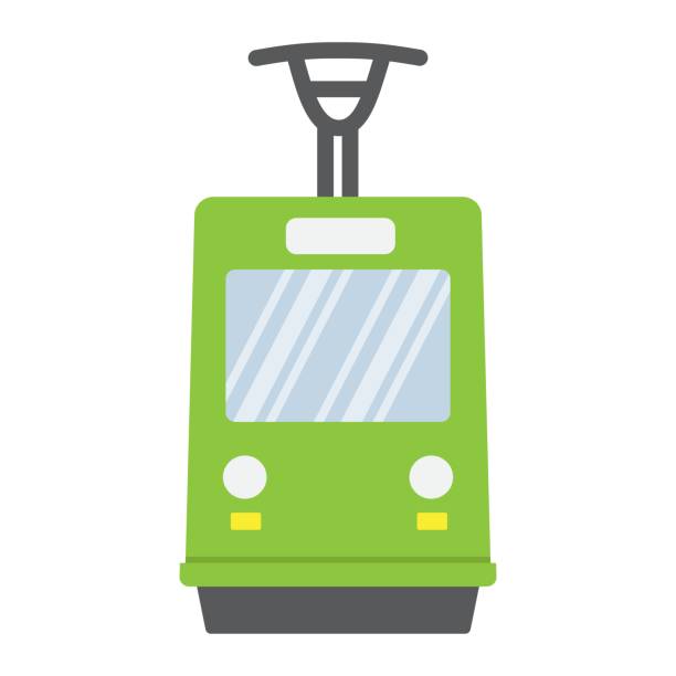 stockillustraties, clipart, cartoons en iconen met tram platte pictogram, vervoer en trein, trein bord vector graphics, een kleurrijke vaste patroon op een witte achtergrond, eps 10. - trein nederland