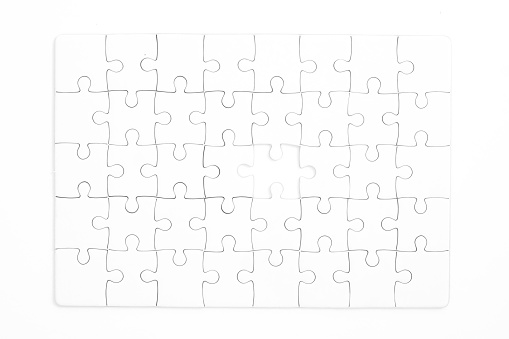 White jigsaw puzzle on white background