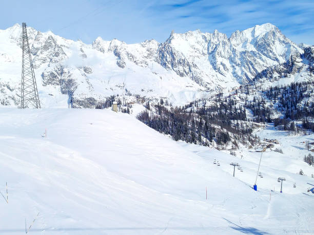 istock Winter snow mountains rocks in Alps, ski lift and slope 856493302