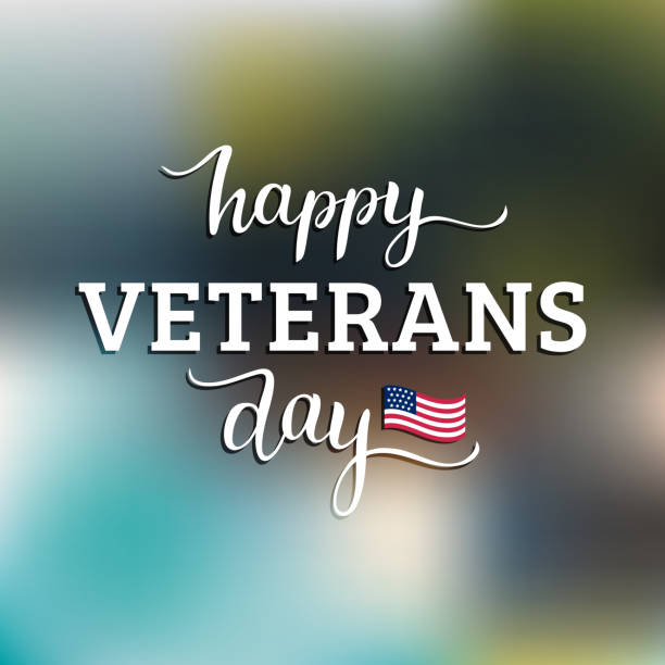 istock Happy Veterans Day lettering with USA flag vector illustration. November 11 holiday background. Celebration poster. 856496838