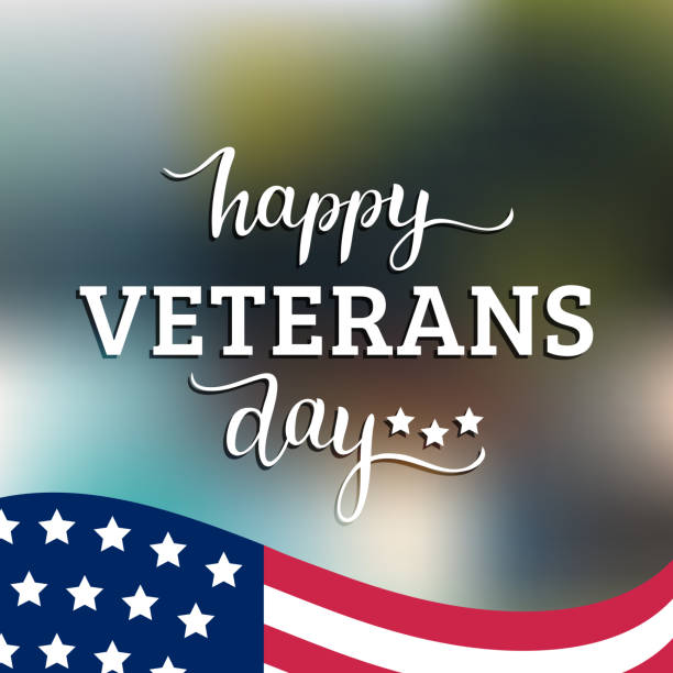 istock Happy Veterans Day lettering with USA flag vector illustration. November 11 holiday background. Celebration poster. 856497052