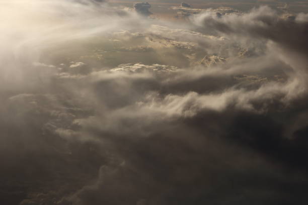 istock Sunset White Cloud sky at high level attitude, view from window airplane 856497056