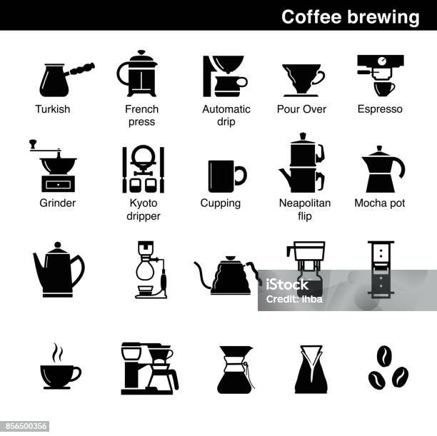 Kaffe Ritning Uppsättning Av Kaffe Bryggmetoder-vektorgrafik och fler bilder på Sifon ...