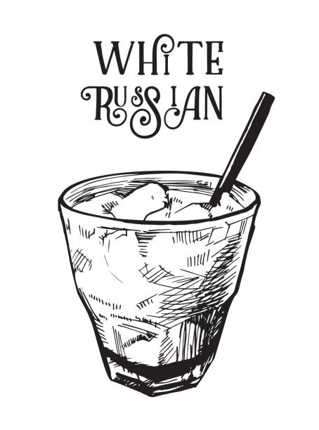 Vector image of summer cocktail White Russian. Alcoholic cocktail. Vector hand drawn drink. Alcoholic cocktail. Drinks. coffee liqueur stock illustrations
