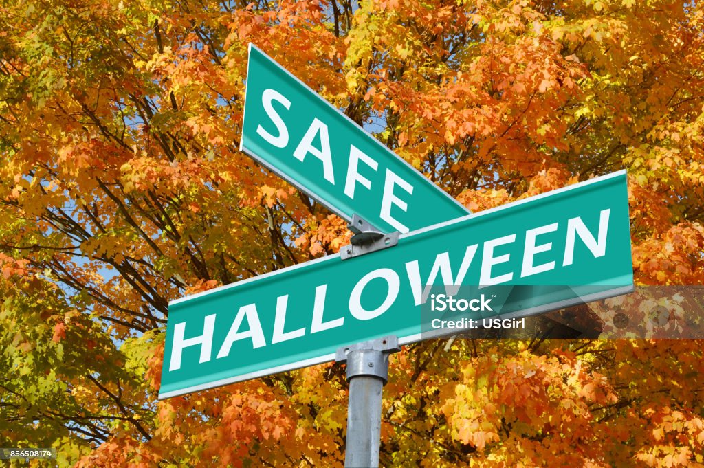 Safe Halloween Street Sign Halloween Stock Photo