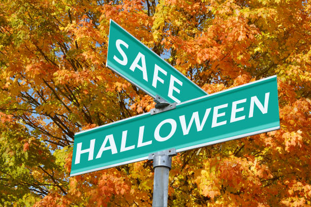 Safe Halloween Street Sign stock photo
