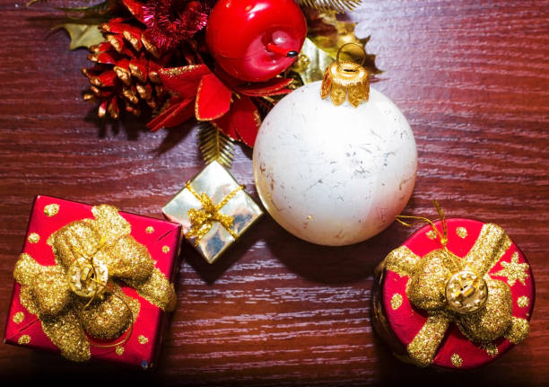 istock Template for a postcard with Christmas toys. background. 856511630