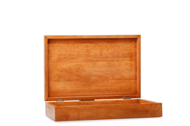 istock Capacious wooden box for packaging storage isolated on a white background. Container made of natural wood. Wooden box. 856511678