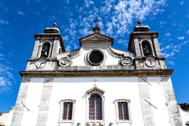 Facade of the Our Lady of Purification Catholic Church built in the eighteenth century in neoclassical style, Oeiras, Portugal